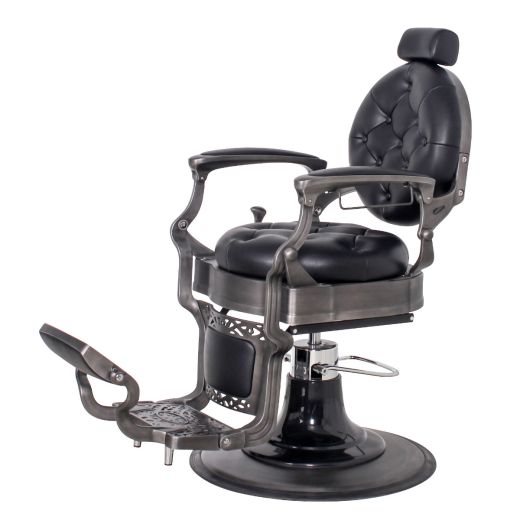 "THEODORE" Vintage Barber Chair, Brushed Gunmetal Frame (A-902MAT)
