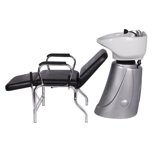"PACIFIC" Shampoo Bowl and Chair Combo, Silver Base, Compact shampoo bowl, Compact shampoo sink