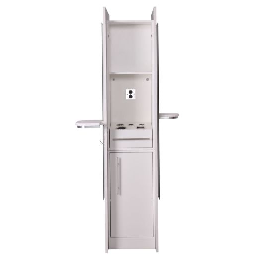 "BURANO" Double Sided Hair Styling Station in Matte White, Salon Station for Sale
