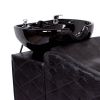 "GABRIELLE" Shampoo Bowl and Chair Combo in Black Crocodile