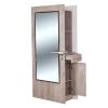 "BURANO" Double Sided Styling Station in Grey Oak, double sided salon mirror