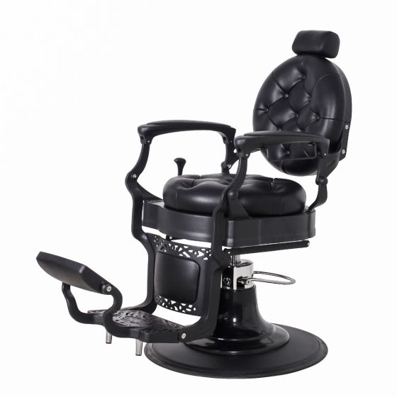 "THEODORE" Vintage Barber Chair, Matte Black Frame (A-902BLK)