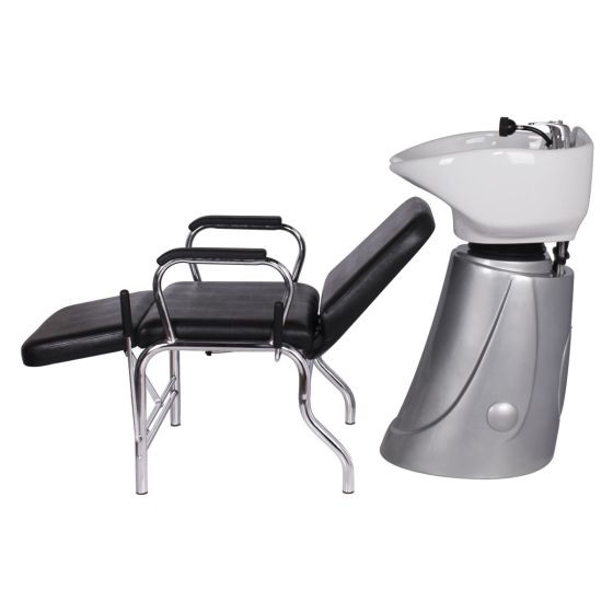 "PACIFIC" Shampoo Bowl and Chair Combo, Silver Base, Compact shampoo bowl, Compact shampoo sink