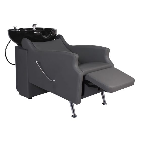 "MISSISSIPPI" Shampoo Backwash Unit in Grey, Grey Shampoo Bowl, Grey Shampoo Chair