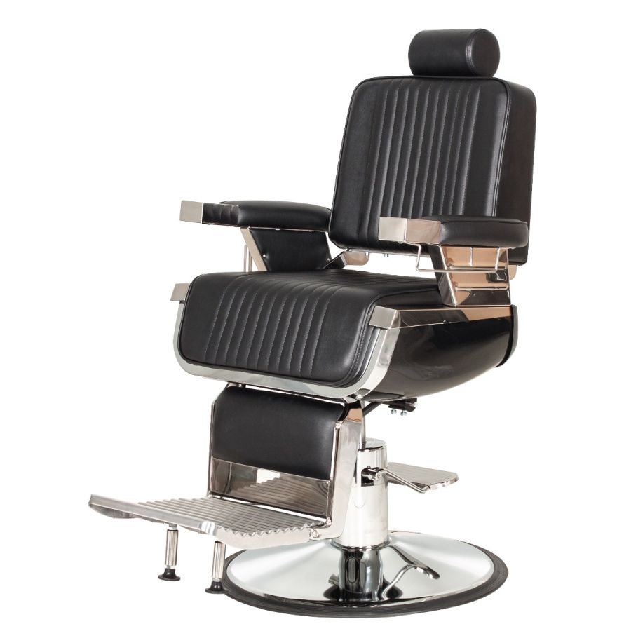 "TITAN BLACK" Classic Barber Chair with Black Frame