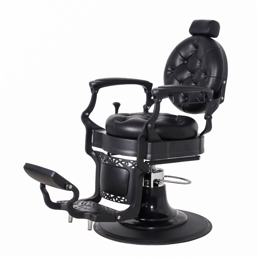 "THEODORE" Vintage Barber Chair, Matte Black Frame (A-902BLK)