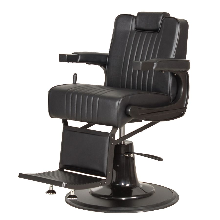"OBSIDIAN" All Black Barbershop Chair, Barbershop Chair with Matte Black Parts