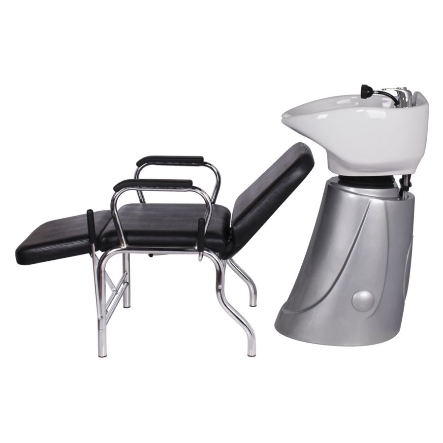 "PACIFIC" Shampoo Bowl and Chair Combo, Silver Base, Compact shampoo bowl, Compact shampoo sink